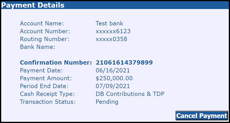 ESS Payment Details screen