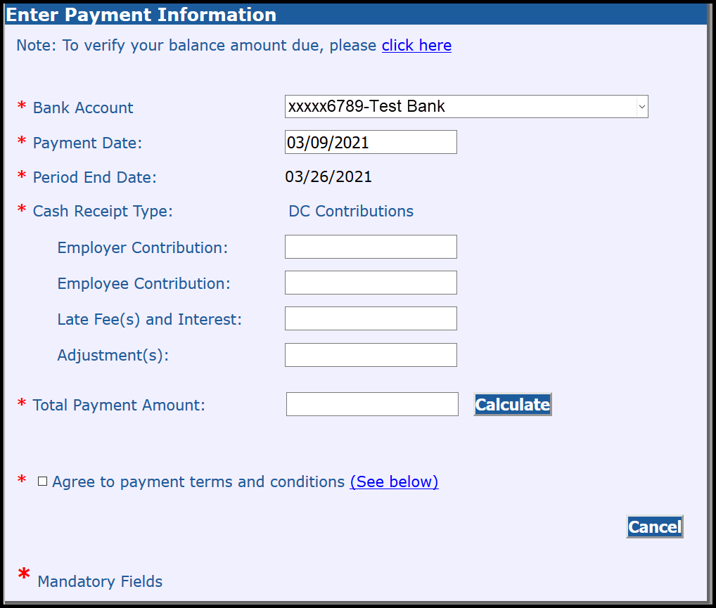 ESS Enter Payment Information