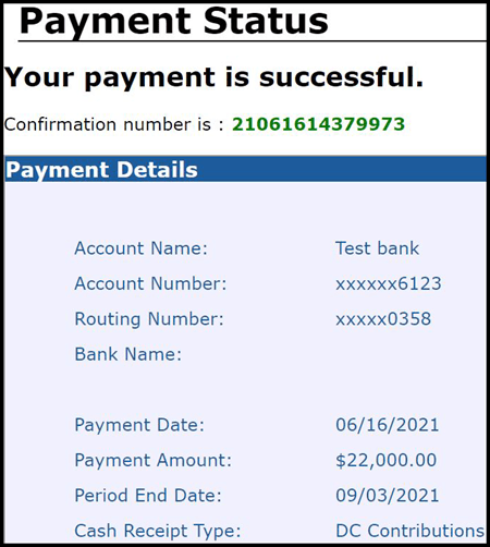 ESS Payment Status. Your payment is successful