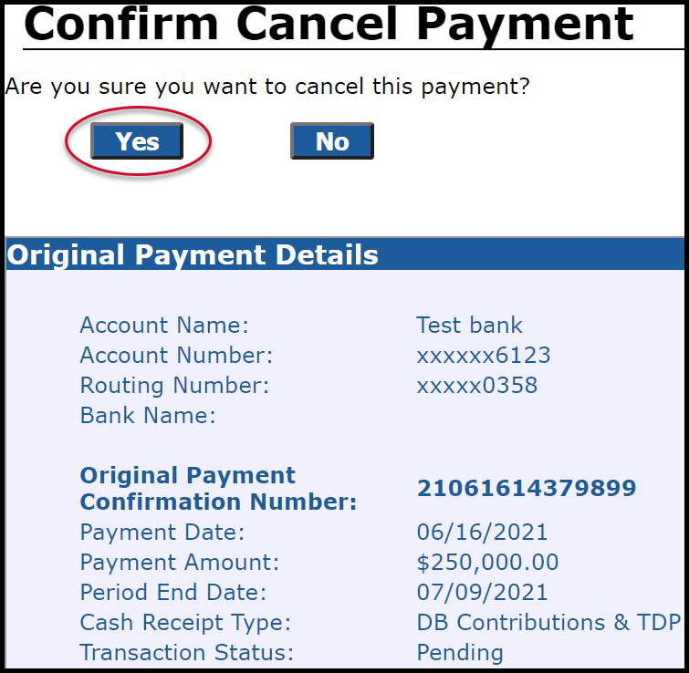 Confirm Cancel Payment