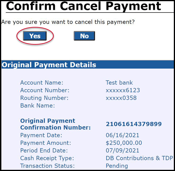 Confirm Cancel Payment
