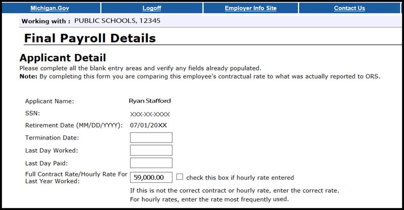 Final payroll details