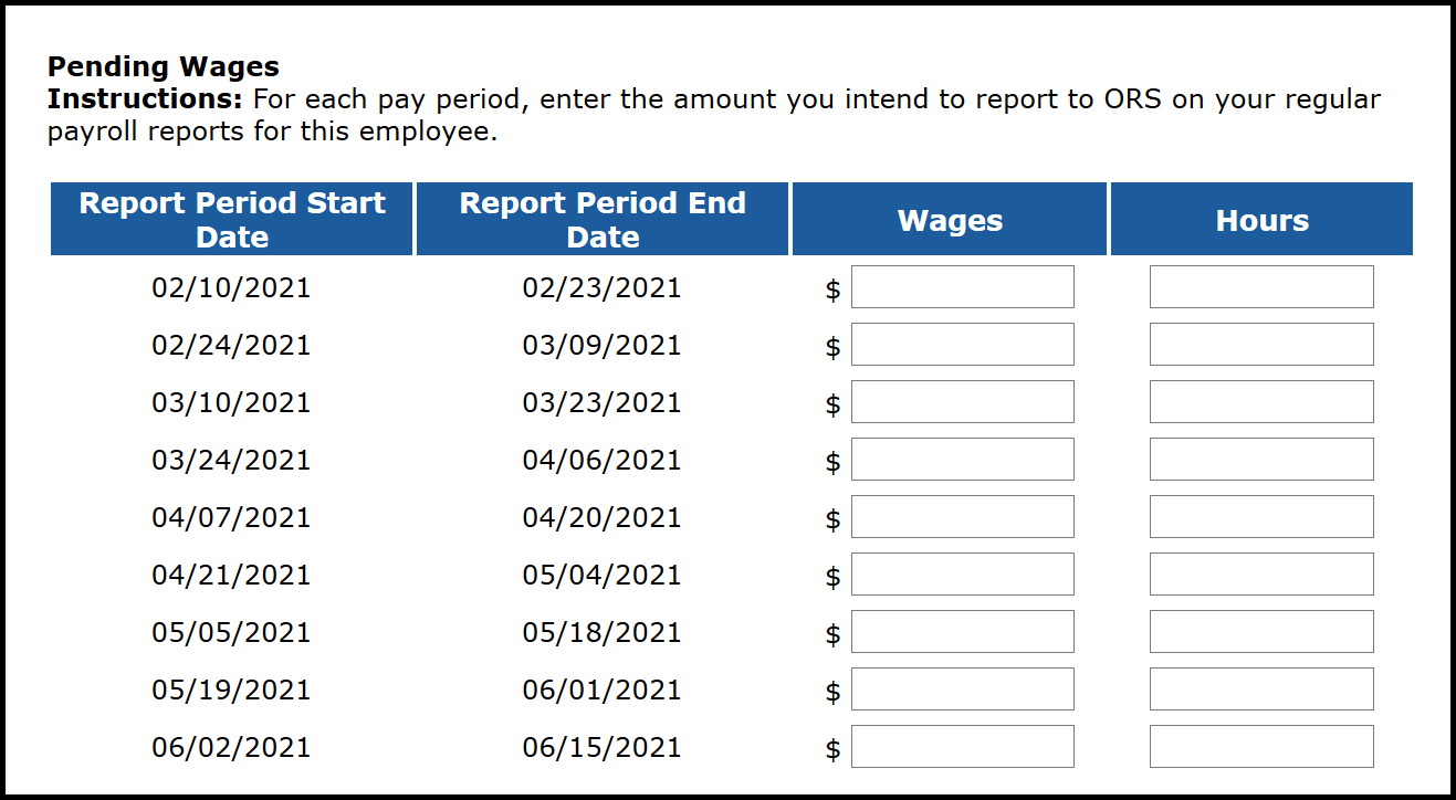 Pending wages