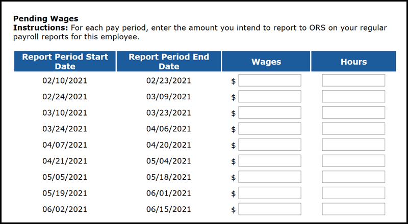 Pending wages