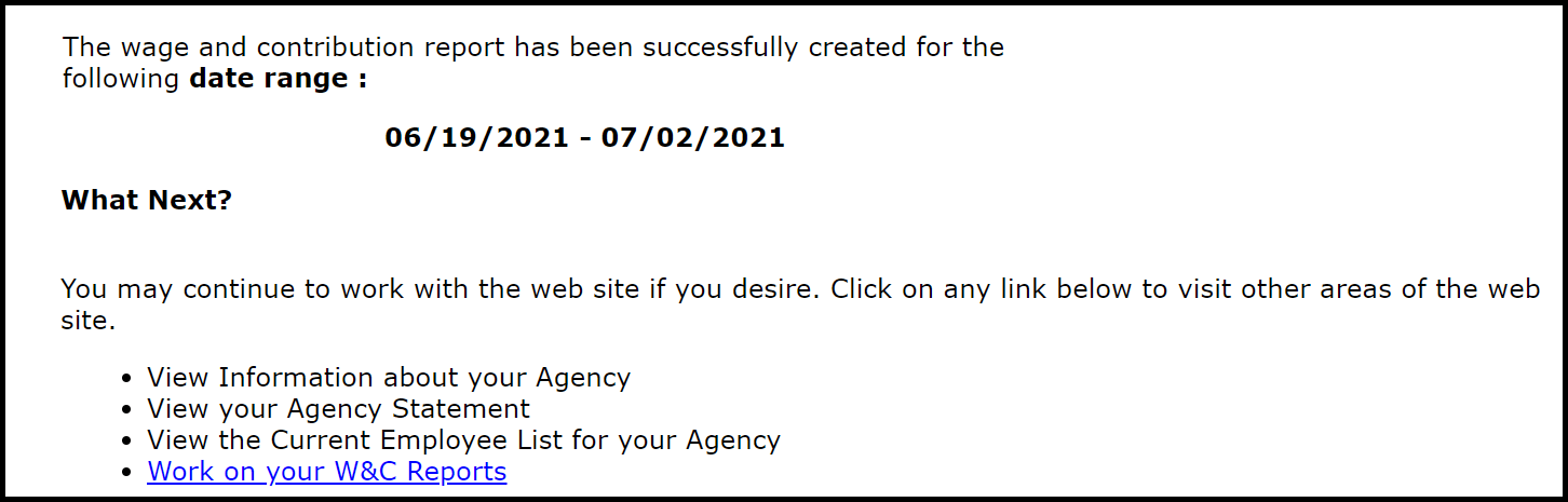 Create Retirement Detail Report Confirmation 