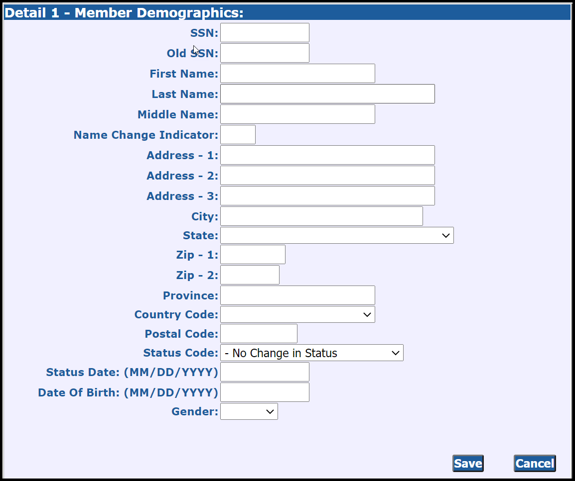 Detail 1 - Member Demographics