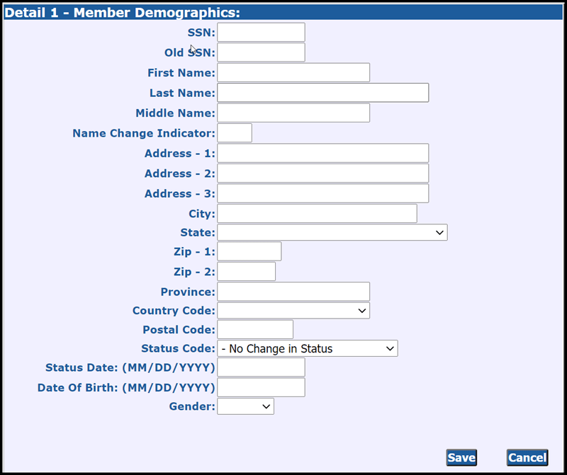 Detail 1 - Member Demographics screenshot