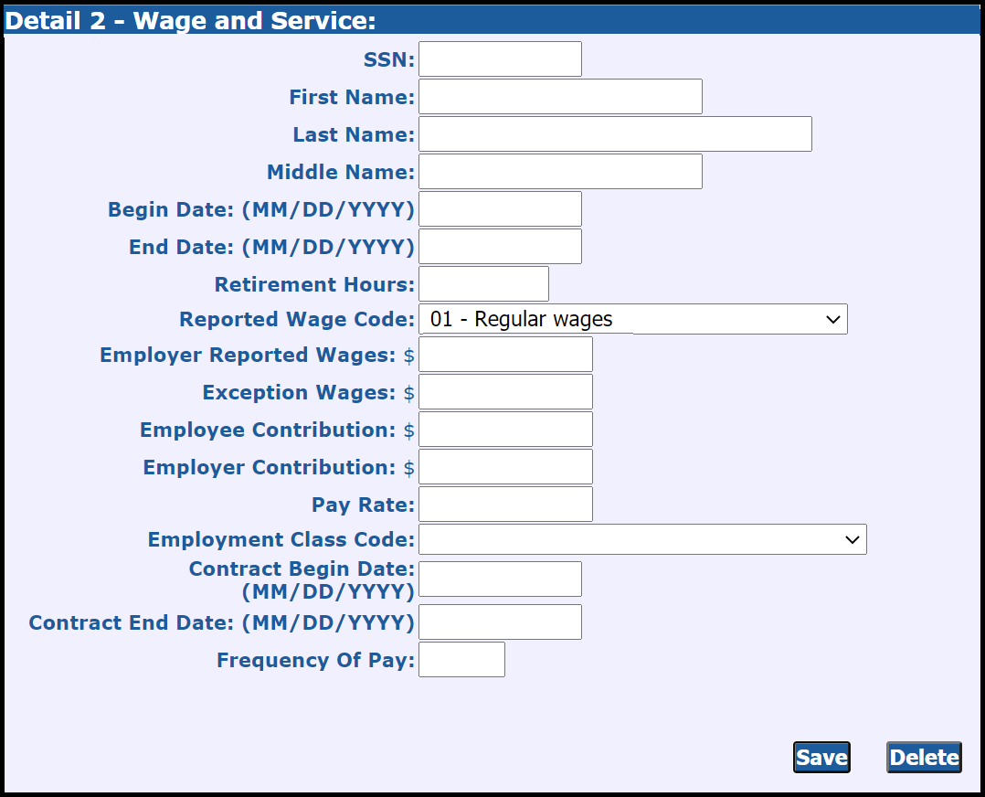 Detail 2 - Wage and Service