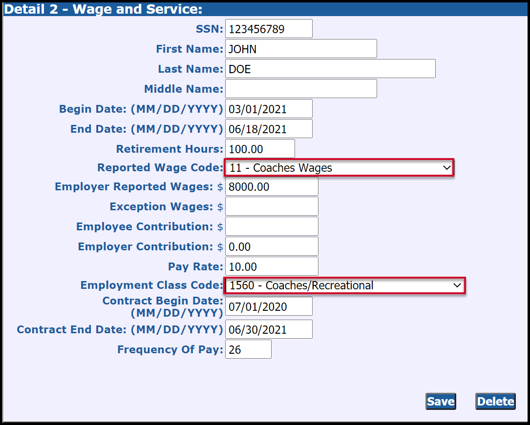 Detail 2 - Wage and Service