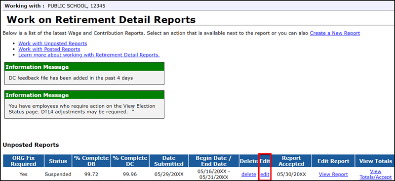Work on Retirement Detail Reports