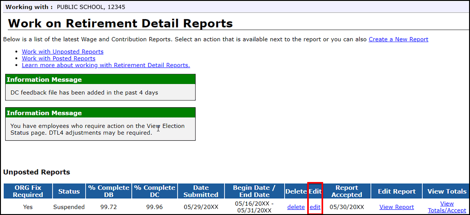 Work on Retirement Detail Reports