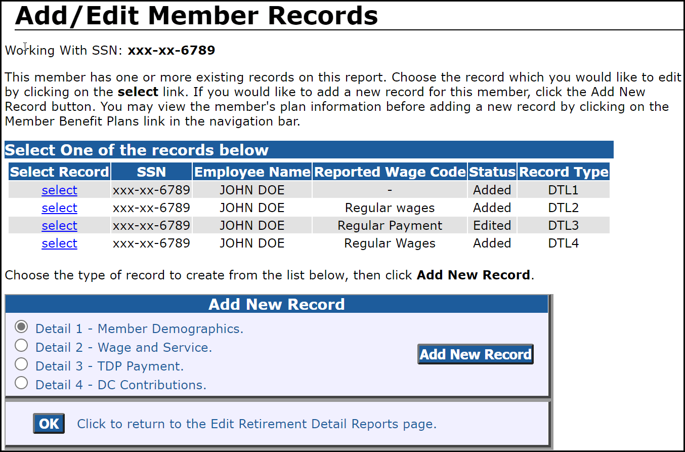 Add/Edit Member Records screenshot