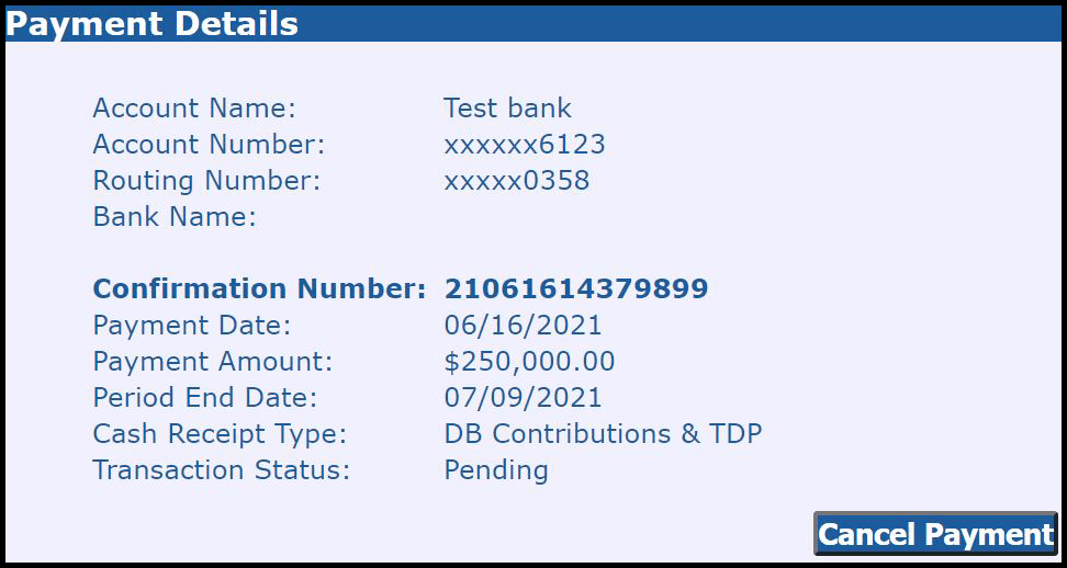 ESS Payment Details screen