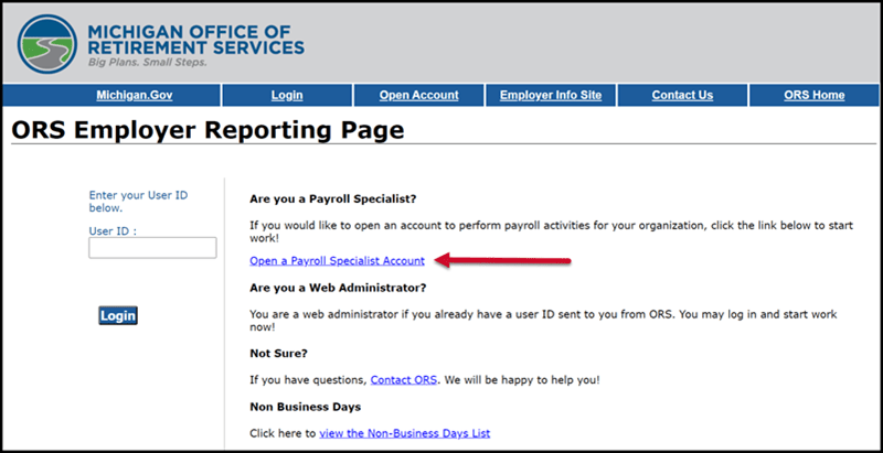 ORS Employer Reporting page