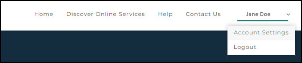 Screenshot of account settings link in navigation drop down