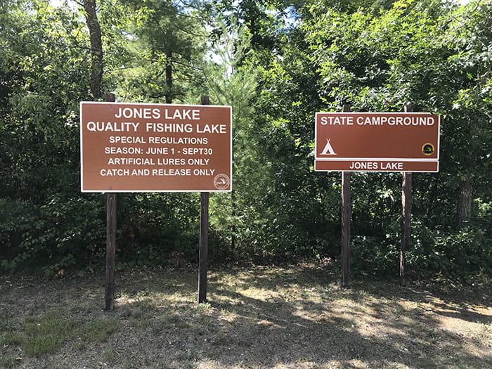 Jones Lake Sign