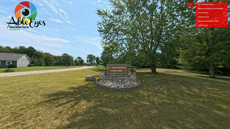 The entrance sign to P.J. Hoffmaster State Park