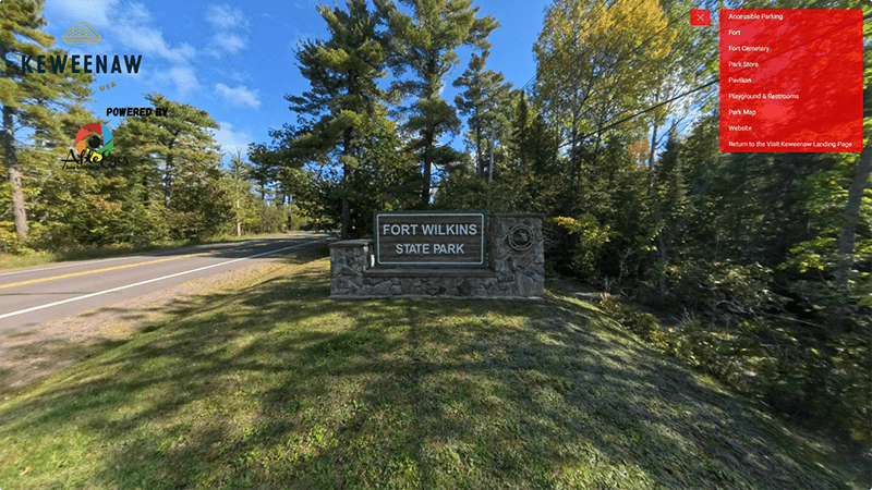 The entrance sign to Fort Wilkins State Park