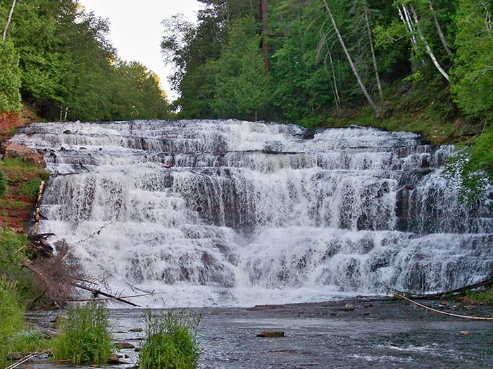 water falling onto terraces