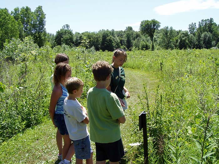 kids stopping along nature trail
