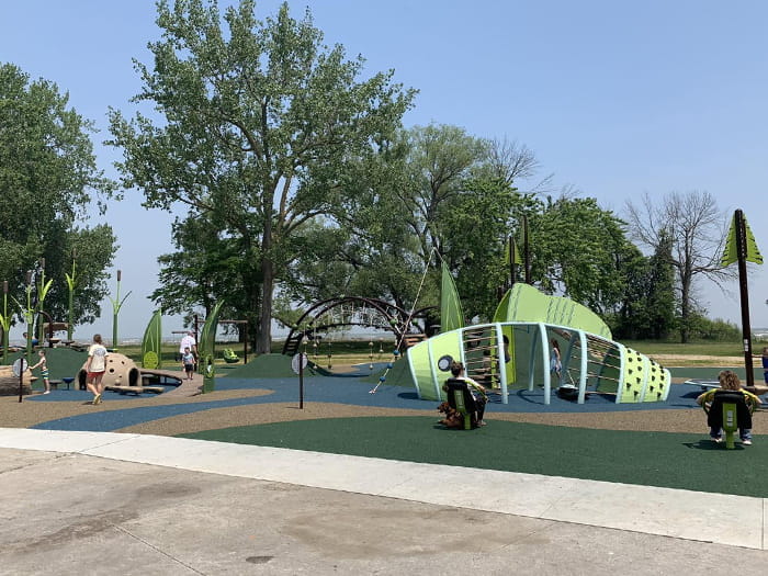 playground sitting on a rubberized surface