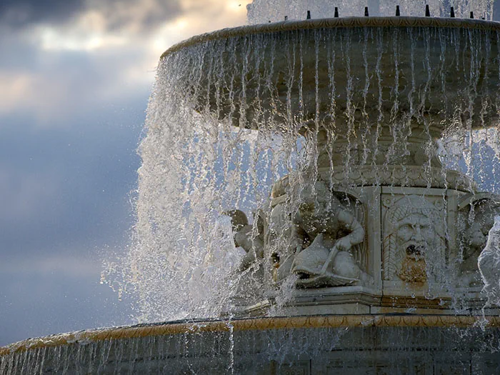 water cascading over fountain