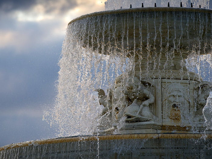 water cascading over fountain