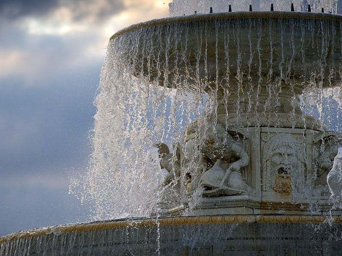 water cascading over fountain