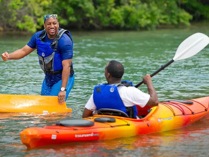 two men kayaking