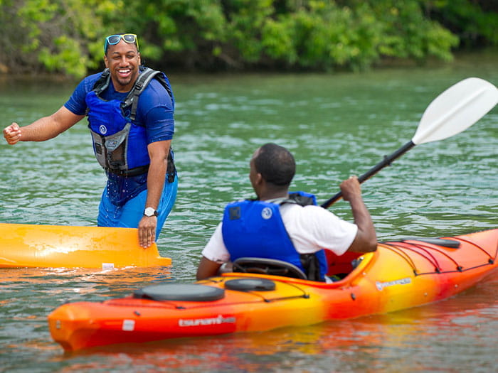 two men kayaking