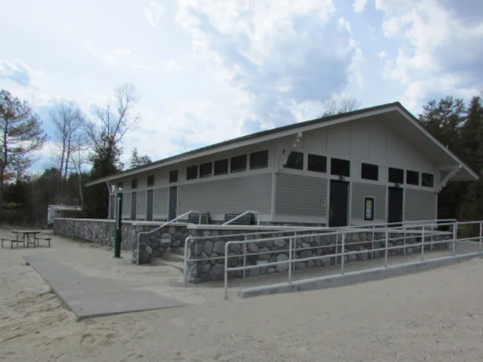 restroom building with accessible ramp