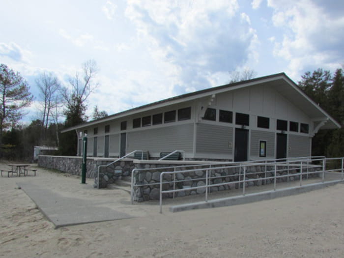 restroom building with accessible ramp
