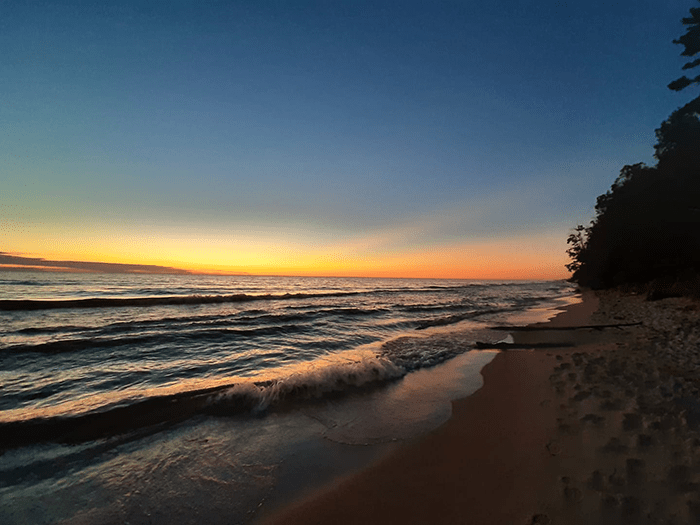 nighfall with water