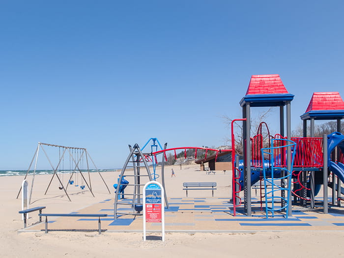 colorful playground on beach