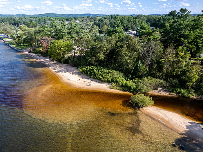 river mouth coming into Lake Michigan