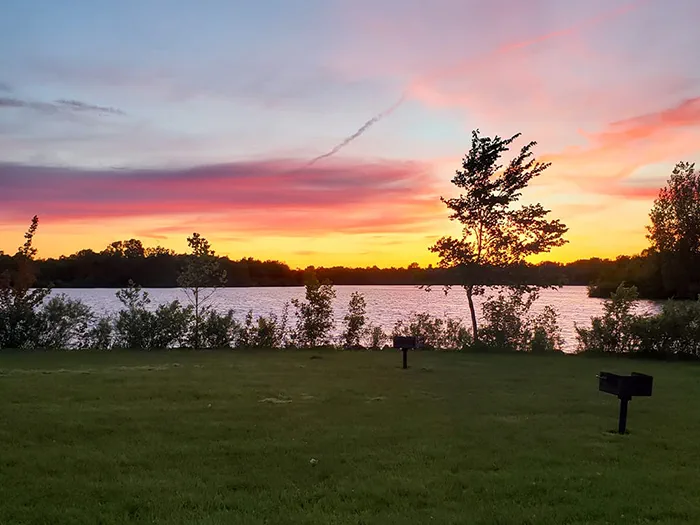 sunset along lake