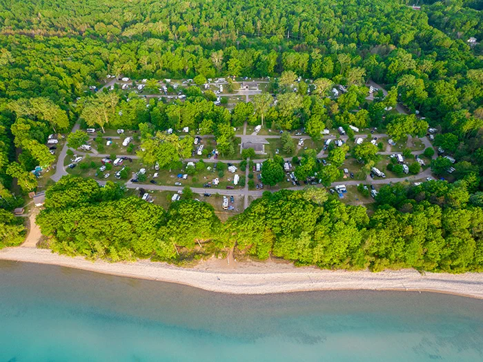 Aerial view of Lakeport Campground