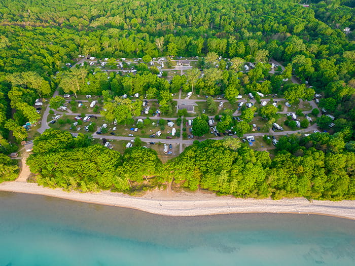 Aerial view of Lakeport Campground