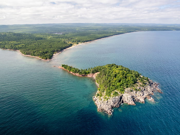 Aerial view of Little Presque Isle