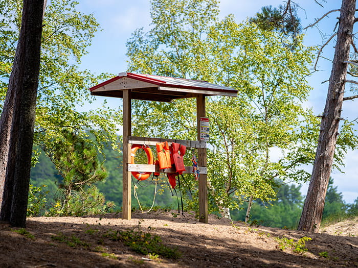 Life jacket station at Little Presque Isle