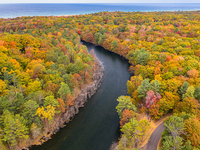 Ludington fall drone view by Gresham Halstead greshamhalsteadphoto
