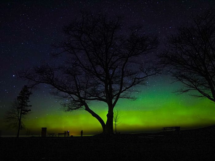 Northern lights presenting green and blue
