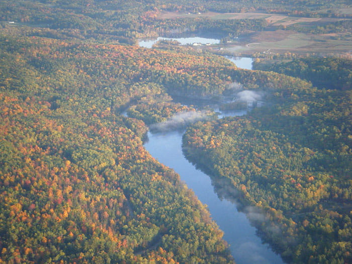 birds eye view of river