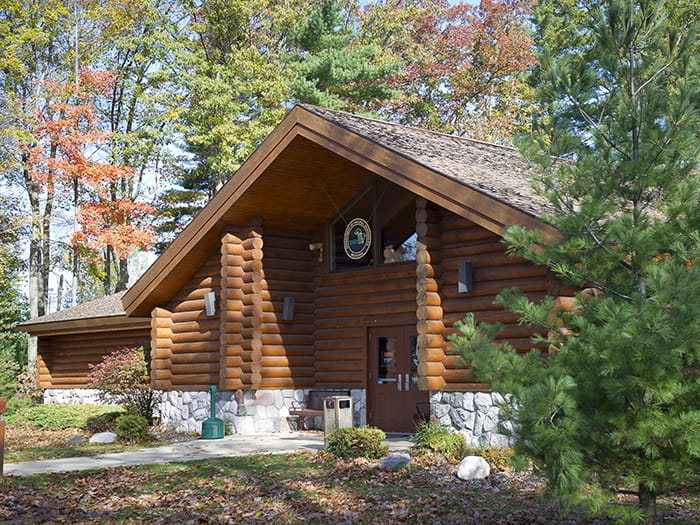 visitor center made from logs