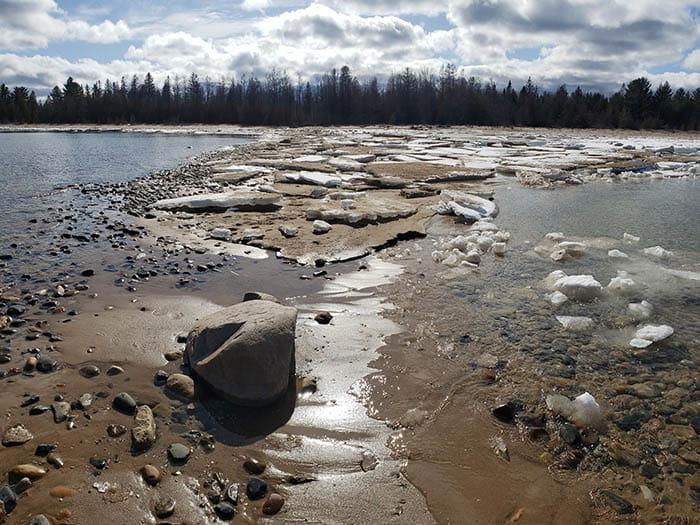 water rocks and some small patches of ice