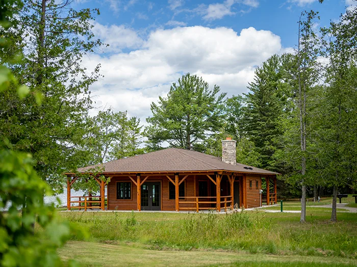 view of log sided pavilion
