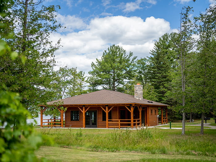 view of log sided pavilion