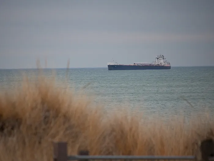 ship sailing on Lake Huron photo by Jessica Sancrant  instagram MichiganAddicts