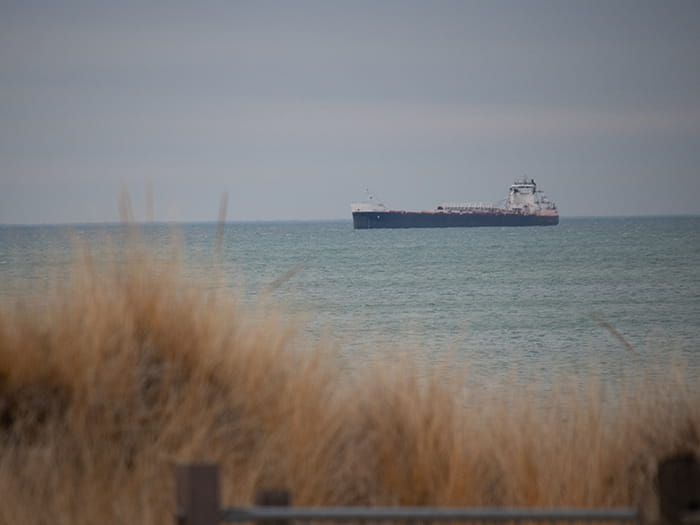 ship sailing on Lake Huron photo by Jessica Sancrant  instagram MichiganAddicts
