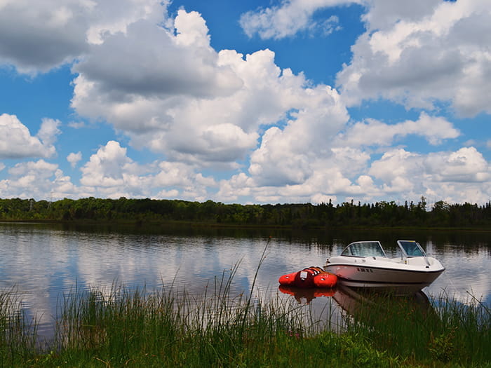 boat sitting on water